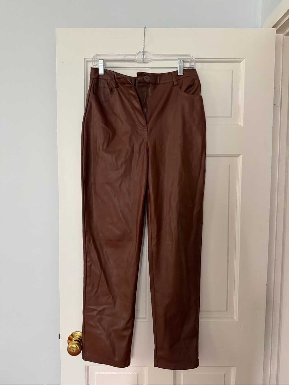 Ardene Women’s Chocolate Brown Faux Leather Trousers